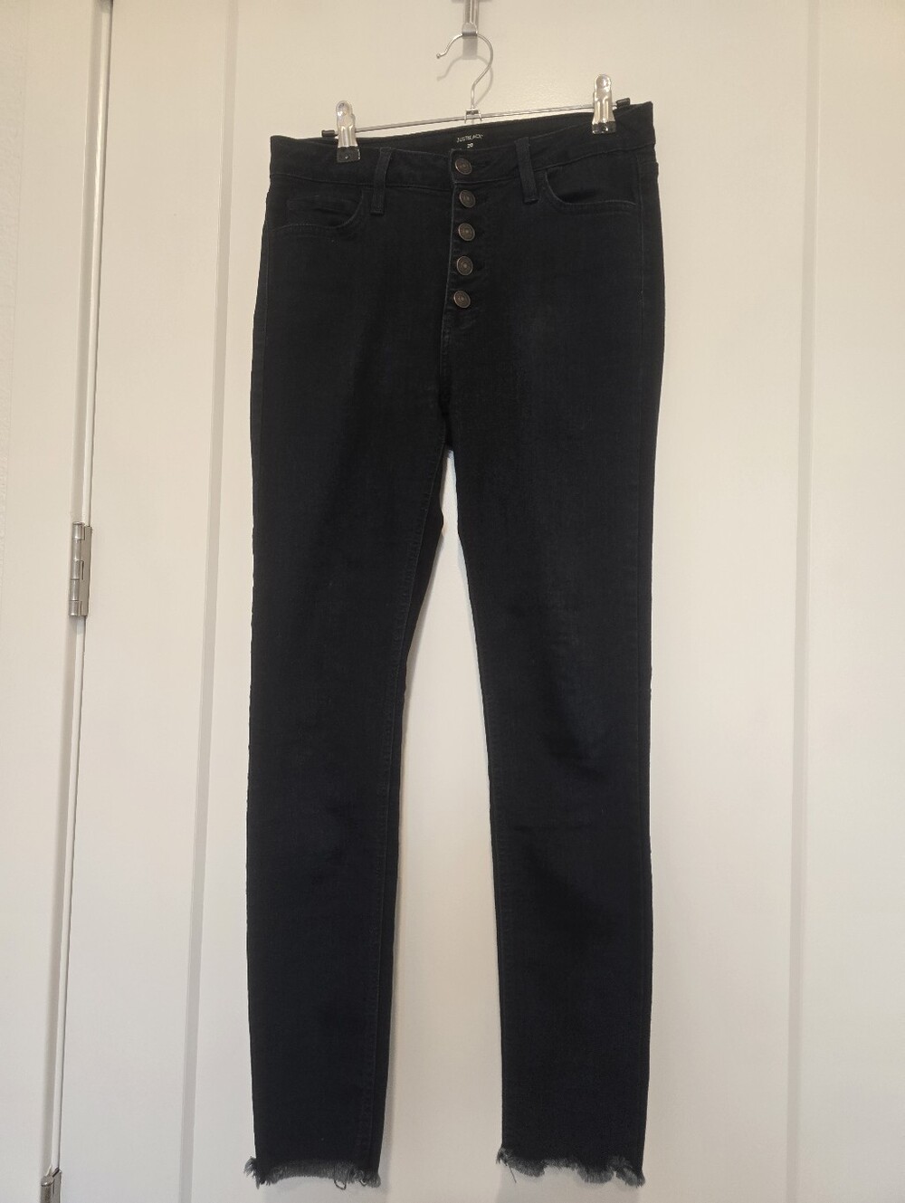 Just Black Denim Brand Button-Fly Jeans With Raw Hem Msrp $98